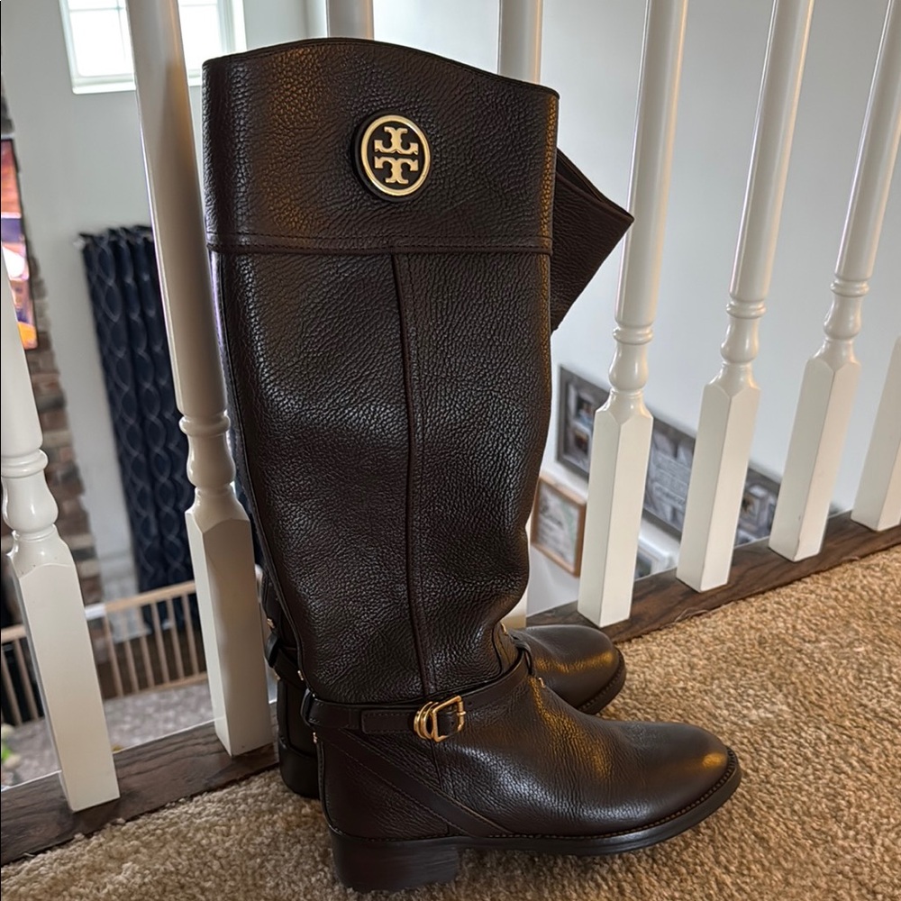 Tory Burch Brown Leather Riding Boots